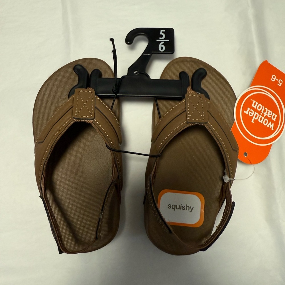 Wonder Nation Toddler Brown Flip Flops